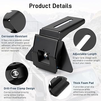 JERBOR 4pcs Roof Rack Mounting Brackets for Jeep Wrangler JL JK 2007-2024, for Gladiator JT & Cherokee XJ 1984-2001, Heavy-Duty Steel Rain Gutter Mount Brackets, Crossbar Mount Accessories for Jeep