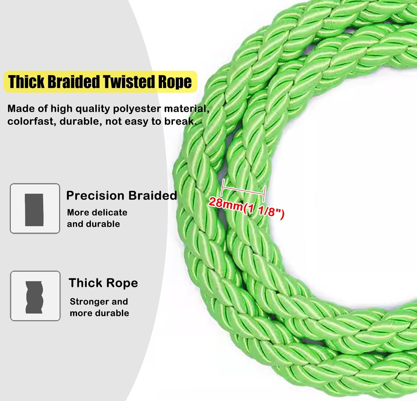 Chartreuse - Corda elastica regolabile da 64 m, con ganci regolabili, confezione da 1/2/4, resistente, per campeggio all'aperto e giardinaggio