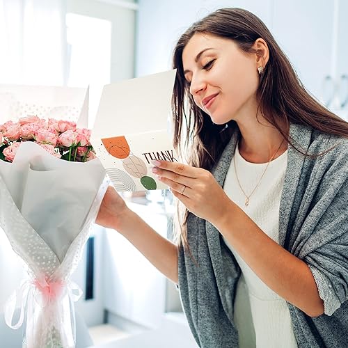 Miniatura 6 de Paquete de 24 tarjetas de agradecimiento bohemias con sobres y calcomanías, notas geométricas de agradecimiento, kit de tarjetas de felicitación