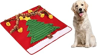 Elolicu Christmas Tree Pattern Slow Food Sniffing Mat, Pet Snuffle Mat Pet Foraging Puzzle Enrichment Toy Snuffle Mat Pad for Dogs Pet Interactive Toys Pet Training Mat Hanging Slow Feeding Pad