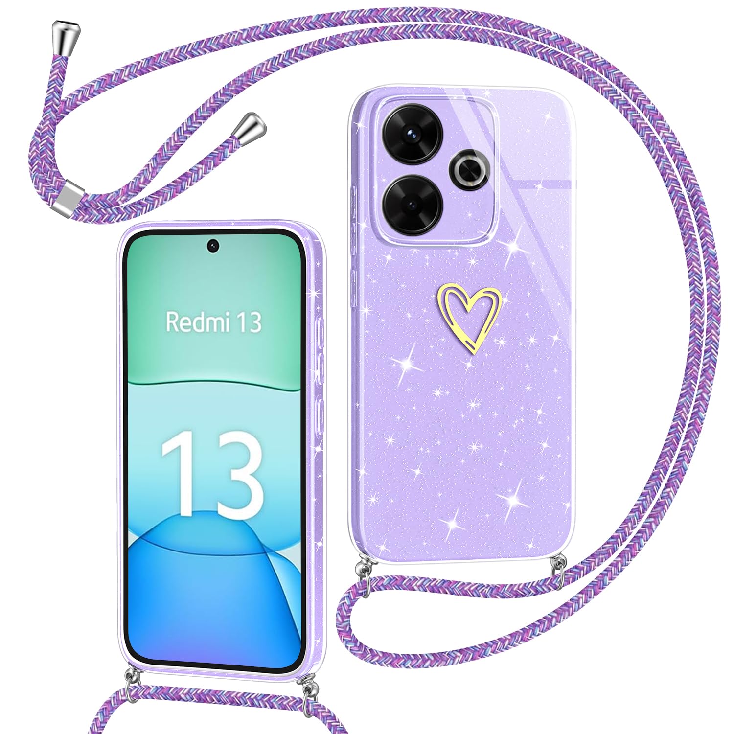 Coque Xiaomi Redmi Note 13 Pro+ 5G Avec Cordon - Léopard Paillettes Transparent Antichoc