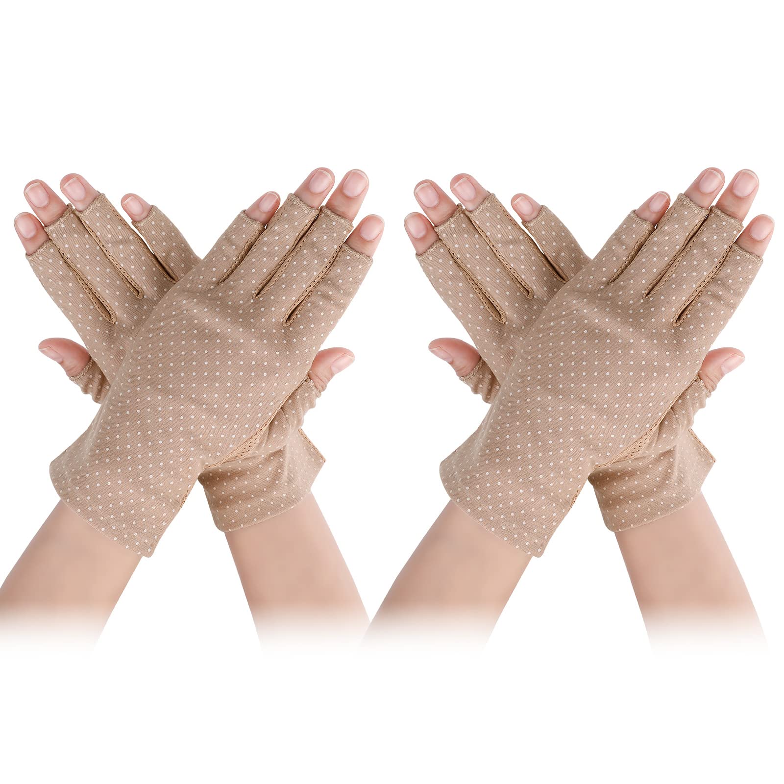 Yolev Lot de 2 paires de mitaines anti-soleil pour femme - Protection UV - Longueur poignet - Pour l'été et la conduite en plein air