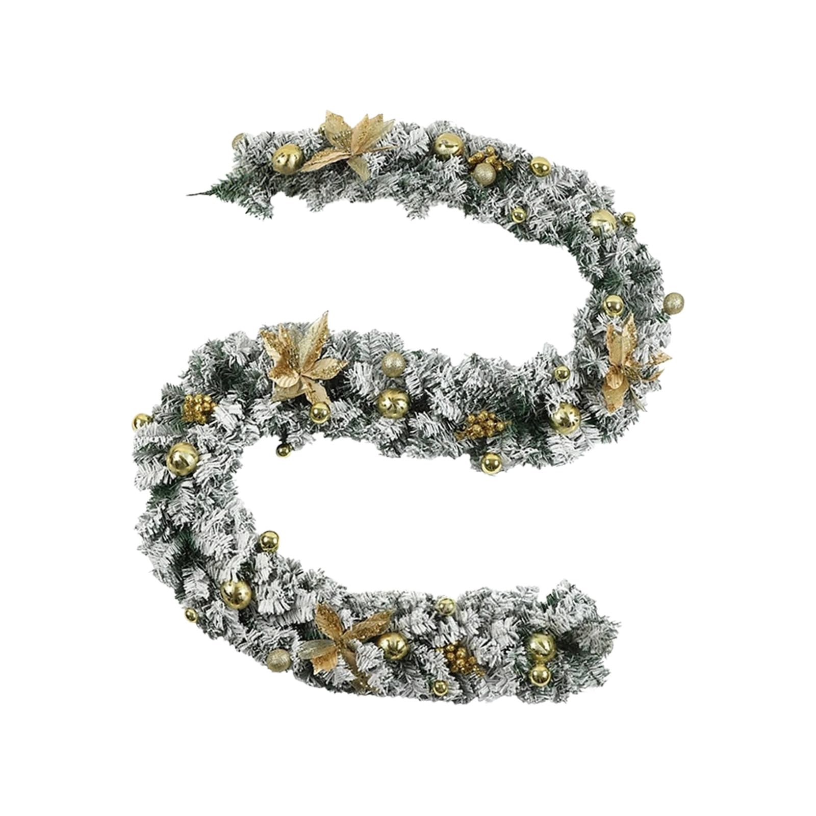 Kalttoy Easy Installation Winter Wreath Pine Garlands with Red Berries Flocking Christmas Decoration for Window Wall and Mantels Door Frame Flocking Wreath Decoration