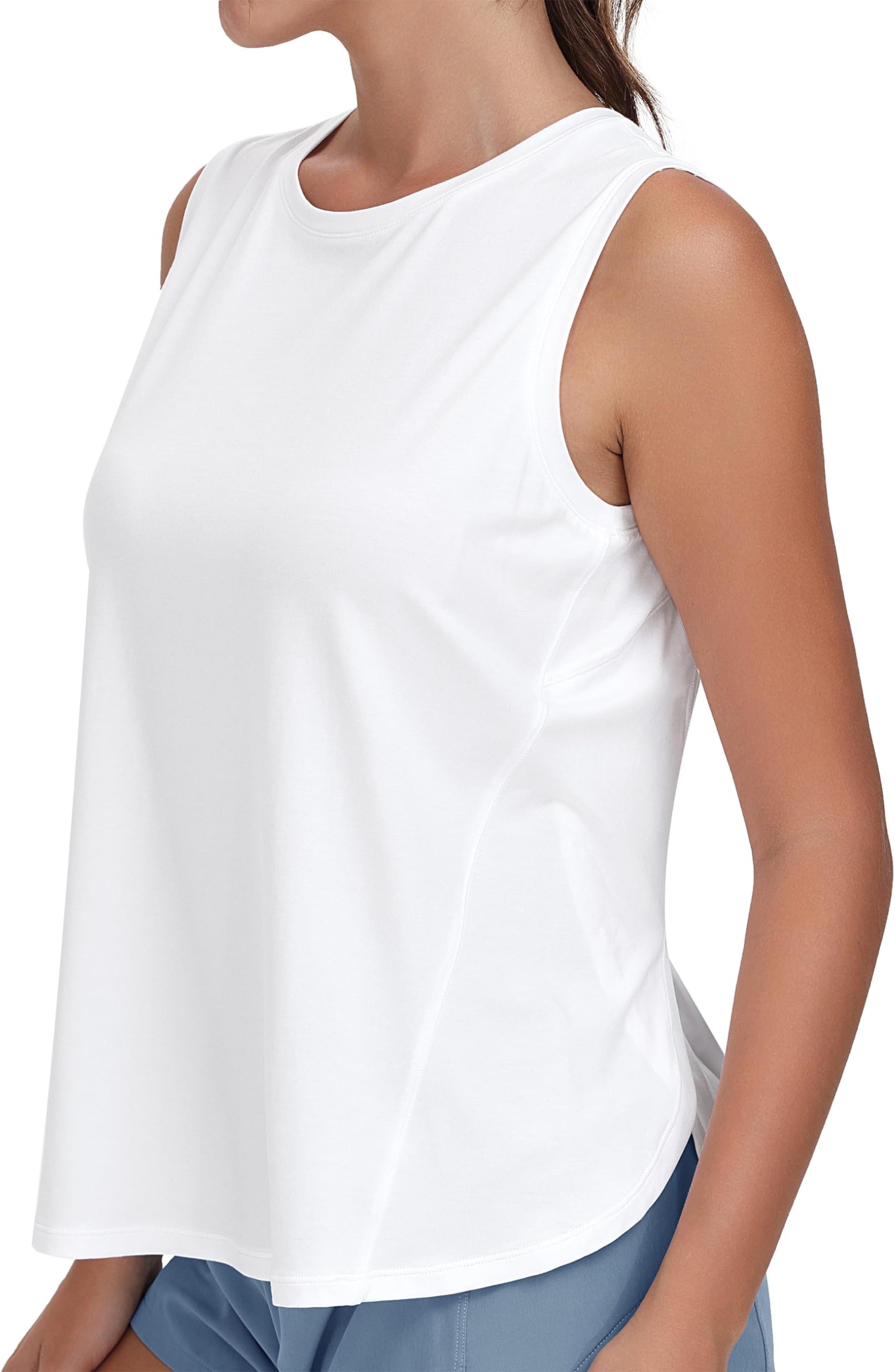 THE GYM PEOPLEWomen's Workout Tank Tops Loose Fit Sleeveless Breathable Yoga Shirts with Side Slits