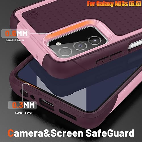 Miniatura 4 de Funda resistente para Samsung Galaxy A03s/A02S de 6.5 pulgadas, 4 esquinas con bolsas de aire [protección contra caídas de 12 pies], agarre