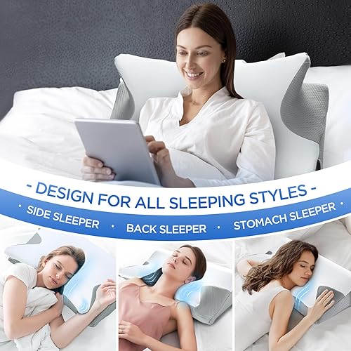 Miniatura 4 de Almohada cervical eficaz para aliviar el dolor para dormir, almohadas de espuma viscoelástica para apoyo del cuello, almohada lateral de contorno