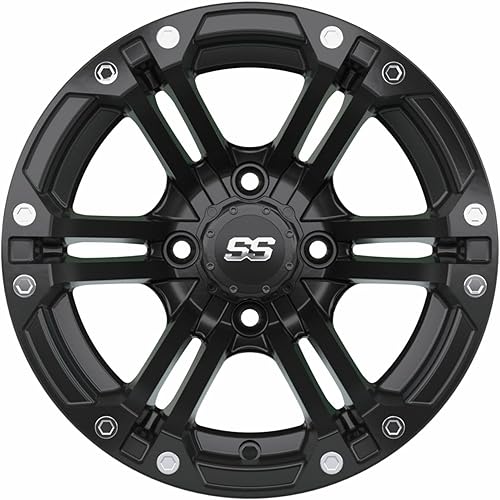 Miniatura 2 de GTW Specter - Rueda de aluminio para carrito de golf de 12 pulgadas de 12 x 7 pulgadas  Plata mecanizada  Patrón de 4 pernos  Desplazamiento 34