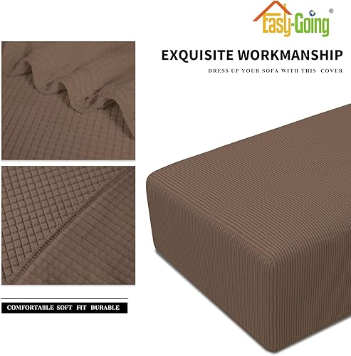 Vista 541 de Easy-Going - Funda elástica para taburete otomano, funda protectora para muebles, funda rectangular con parte inferior elástica Beige