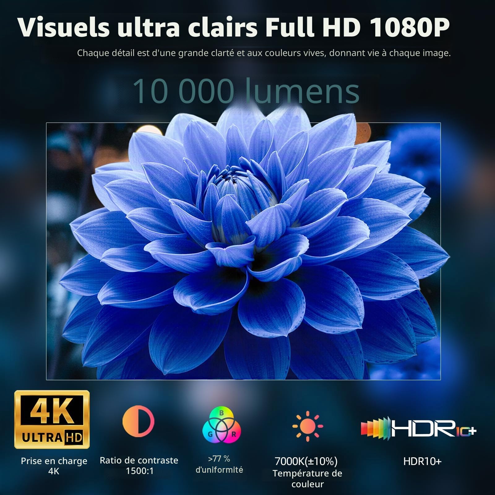 Bettdow pour Netflix Certifié Videoprojecteur 4K, 1080P Portable Mini Projecteur avec Android 13 & BT 5.2, Autofocus/Correction Trapézoïdale, Courte Focale Projecteur HDR 10+ pour Home Cinéma, Noir
