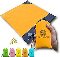 Vista 8 de ECCOSOPHY Manta de playa a prueba de arena, 100% impermeable, manta de picnic de 60 x 55 pulgadas, manta de bolsillo compacta para exteriores, funda