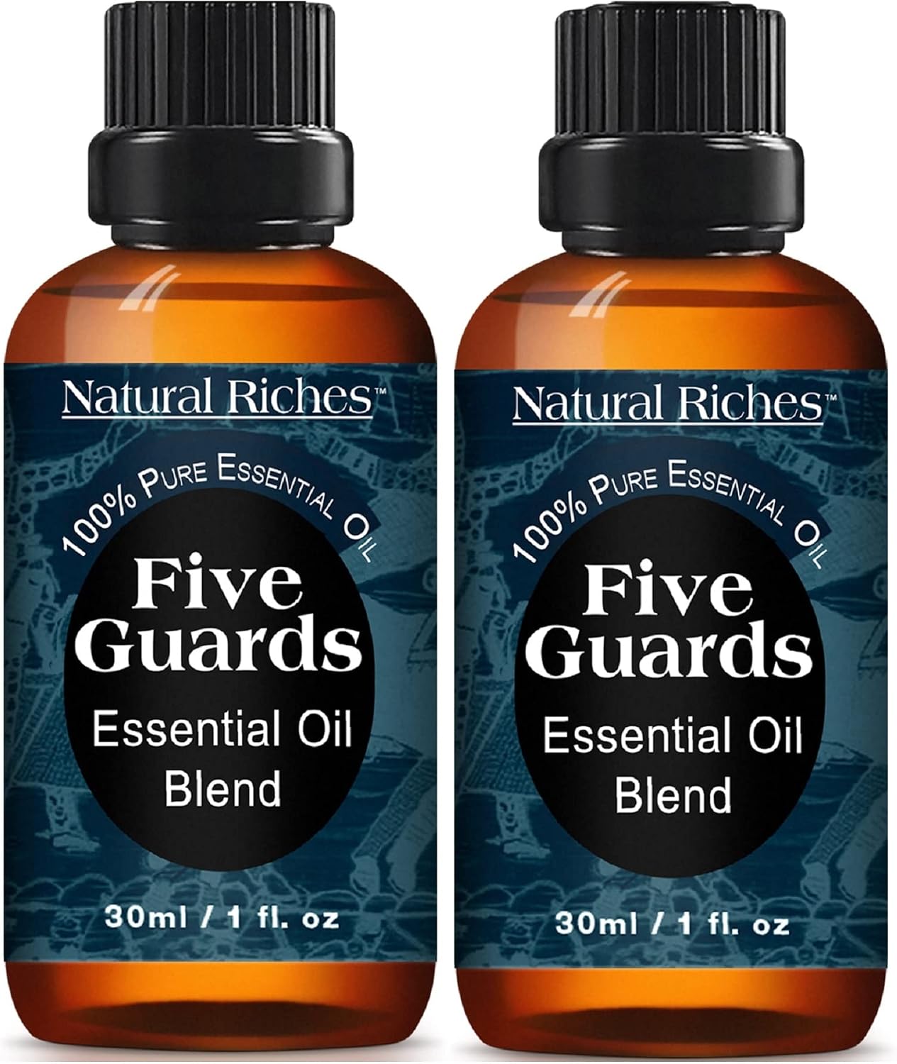 Natural Riches Five Guards Essential Oil Blend Health Shield for Aromatherapy with Clove Cinnamon Lemon Rosemary Eucalyptus Oil - 2 Pack of 30 ml
