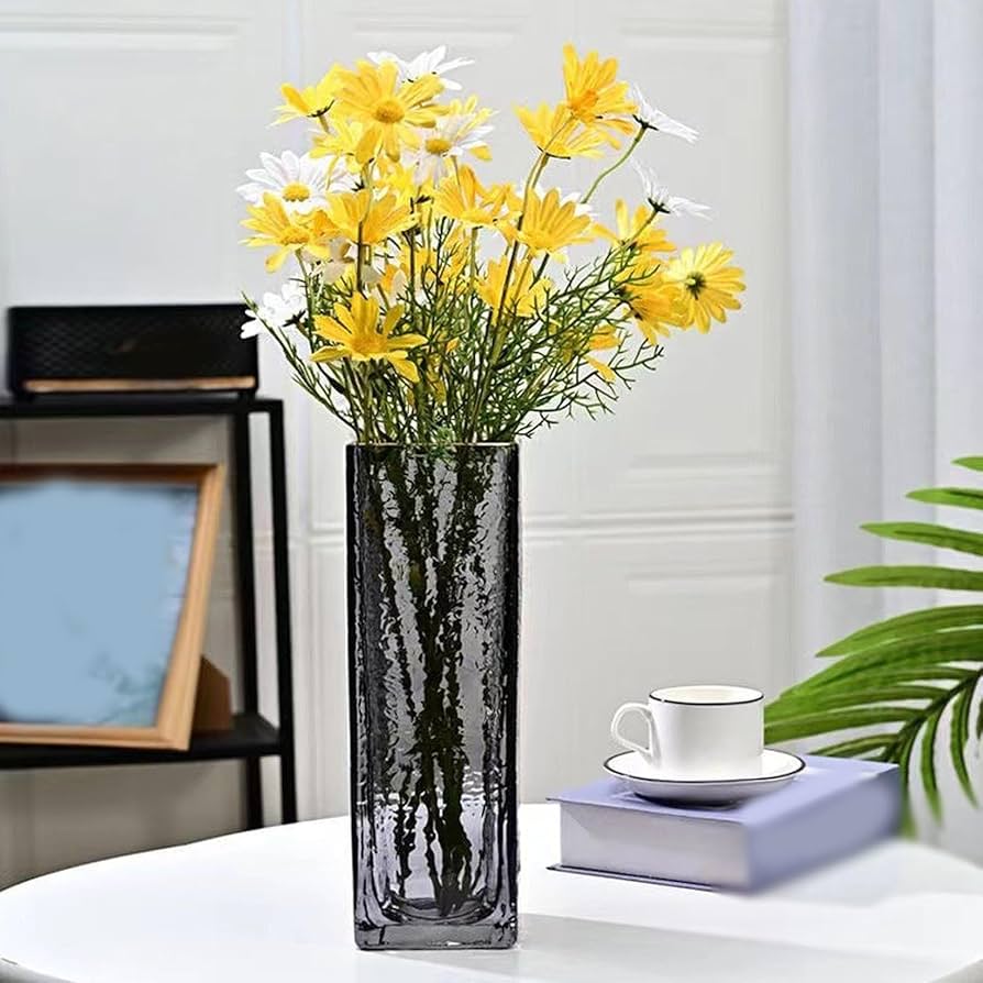 グレーの模様入りガラス花瓶 Amazon.co.jp: 花瓶 ガラス 透明 グレー 花器 フラワーベース