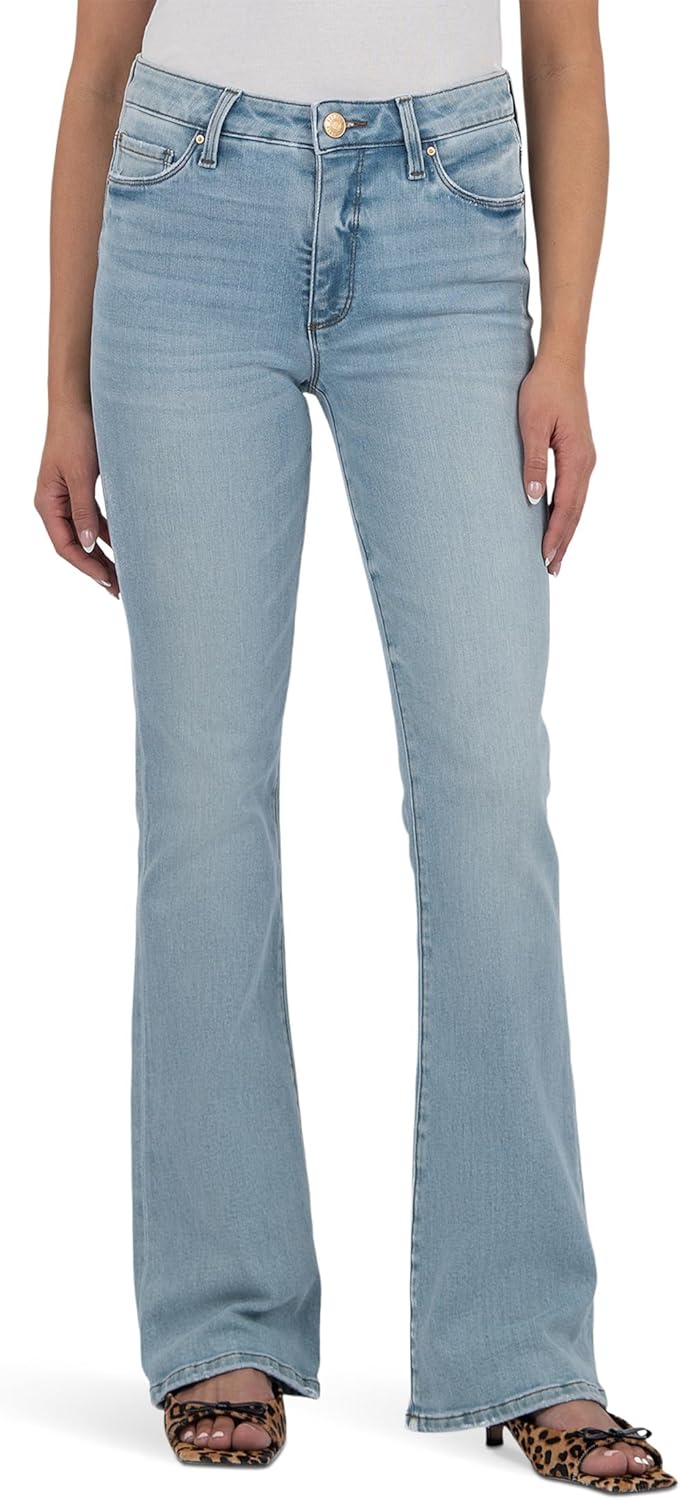 KUT from The Kloth Womens Ana High-Rise Fab Ab Flare-Baby Dn All Over