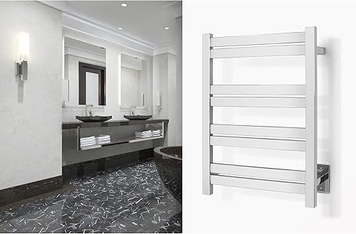 Miniatura 10 de WarmlyYours TWS6-MPL08PH - Calentador eléctrico de toallas de baño con calefacción de 8 bares, cableado, para montar en la pared, acero inoxidable,