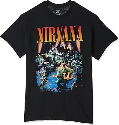Camiseta masculina Nirvana Live in Concert Photo | Mercadoria oficialmente licenciada por Artista não identificado — capa do álbum