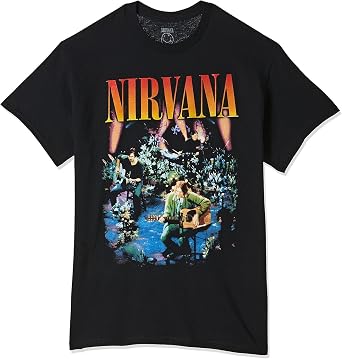 Nirvana Mens Live in Concert Photo T-Shirt | Officially Licensed Merchandise