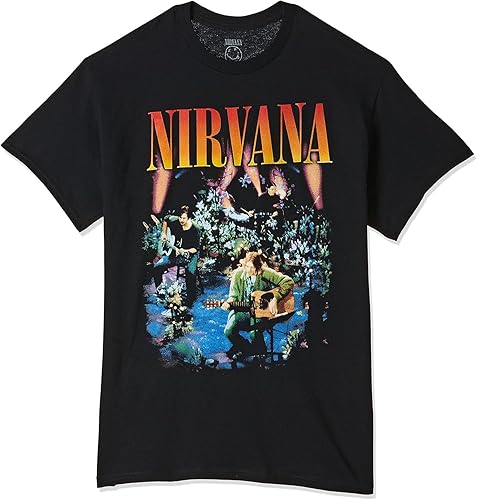 Nirvana Men's Live in Concert Photo T-Shirt | Officially Licensed Merchandise