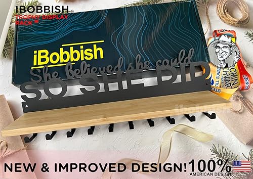 Vista 7 de Premium Trophy and Medal Display Shelf,Metal Trophy Shelf with Hooks Upgraded,Trophy Display,Sturdy Trophy Shelf with Hooks for Medals in Black