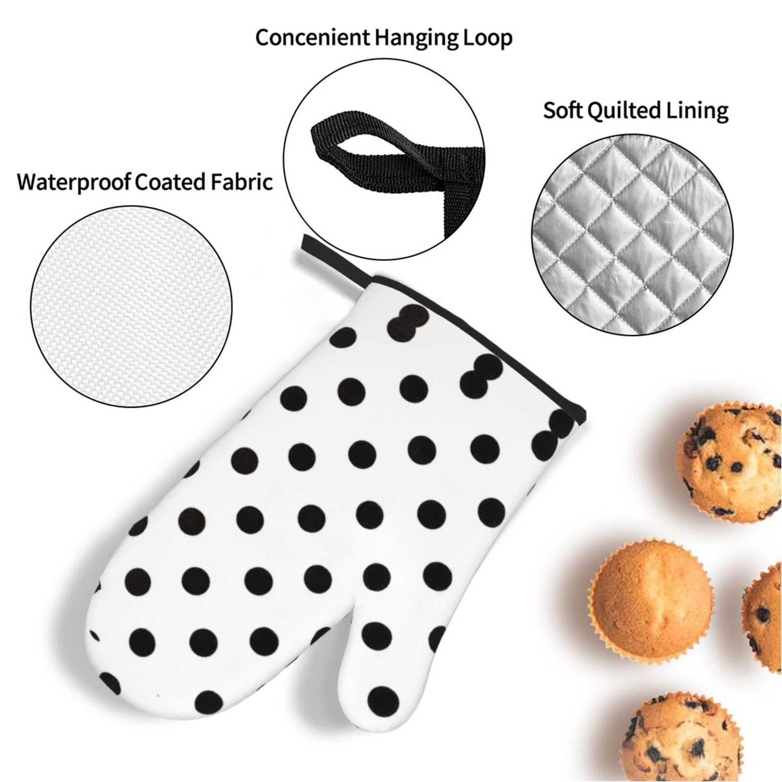 Lot De 4 Gants De Cuisine Antidérapants - Résistance 230°C - Pour Four, Barbecue, Cuisson - Noir