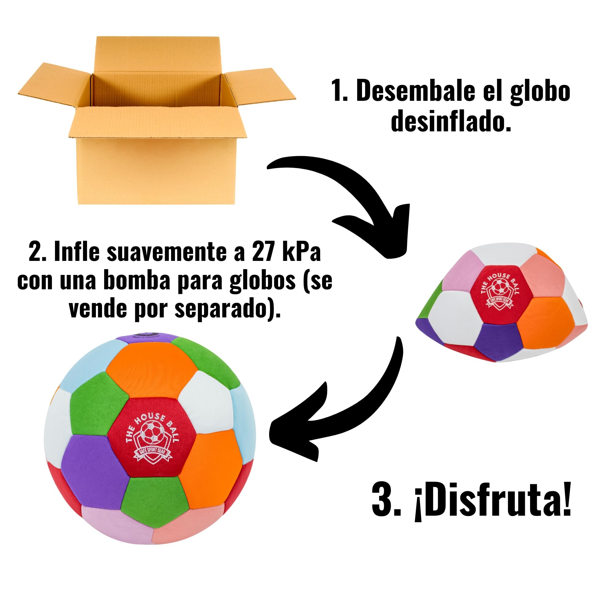 Safe Sport Gear The House Ball Le House Ball - El Balón de Fútbol de Interior Original, Suave y Seguro, Tamaño 4 - Diseñado para Jugar en Casa y en el Jardín Regalo Aficionados Balón Niños