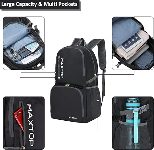 Miniatura 3 de MAXTOP Mochila ligera y plegable de 4050 L para senderismo, viajes, campamento, resistente al agua, plegable, para viajes al aire libre