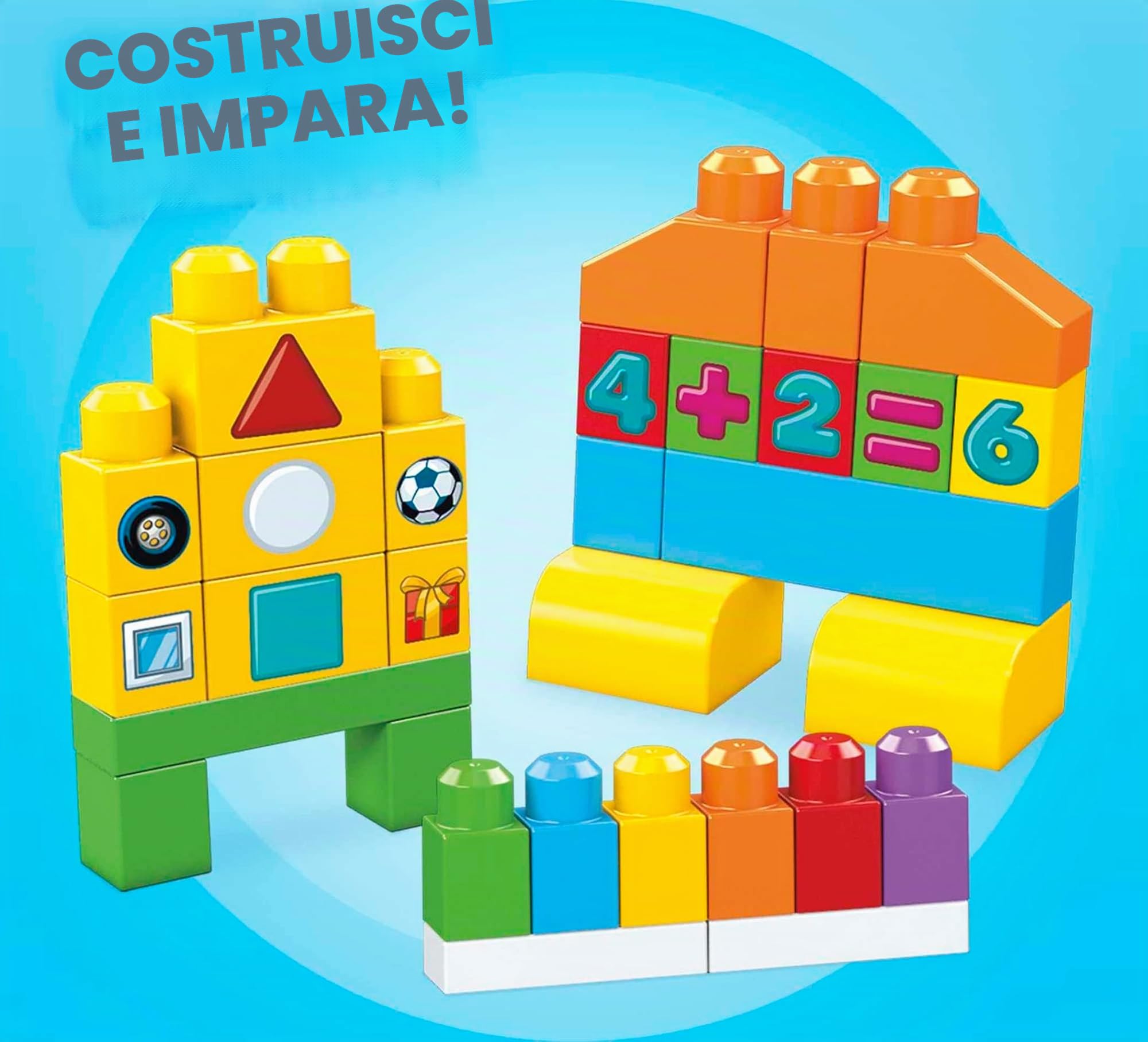 Mega Bloks FVJ49 Let's Get Learning Bricks, Multi-Colour, 1-99 anni
