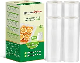 Bonsenkitchen Vacuum Food Storage Bags, 2 Rolls 20 x 500 cm+2 Rolls 28 x 500 cm, Vacuum Food Storage and Sous Vide Cooking, BPA Free, VB42