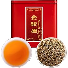 Lingyunxi Golden Monkey Black Tea Loose Leaf Jinjunmei Wuyi Mountain Chinese Tea Jin Jun Mei Fruity Floral Sweet Mellow Taste|No Bitter|Full Bud Tip Picked in Spring| Fully Fermented Tea 4.23oz/120g