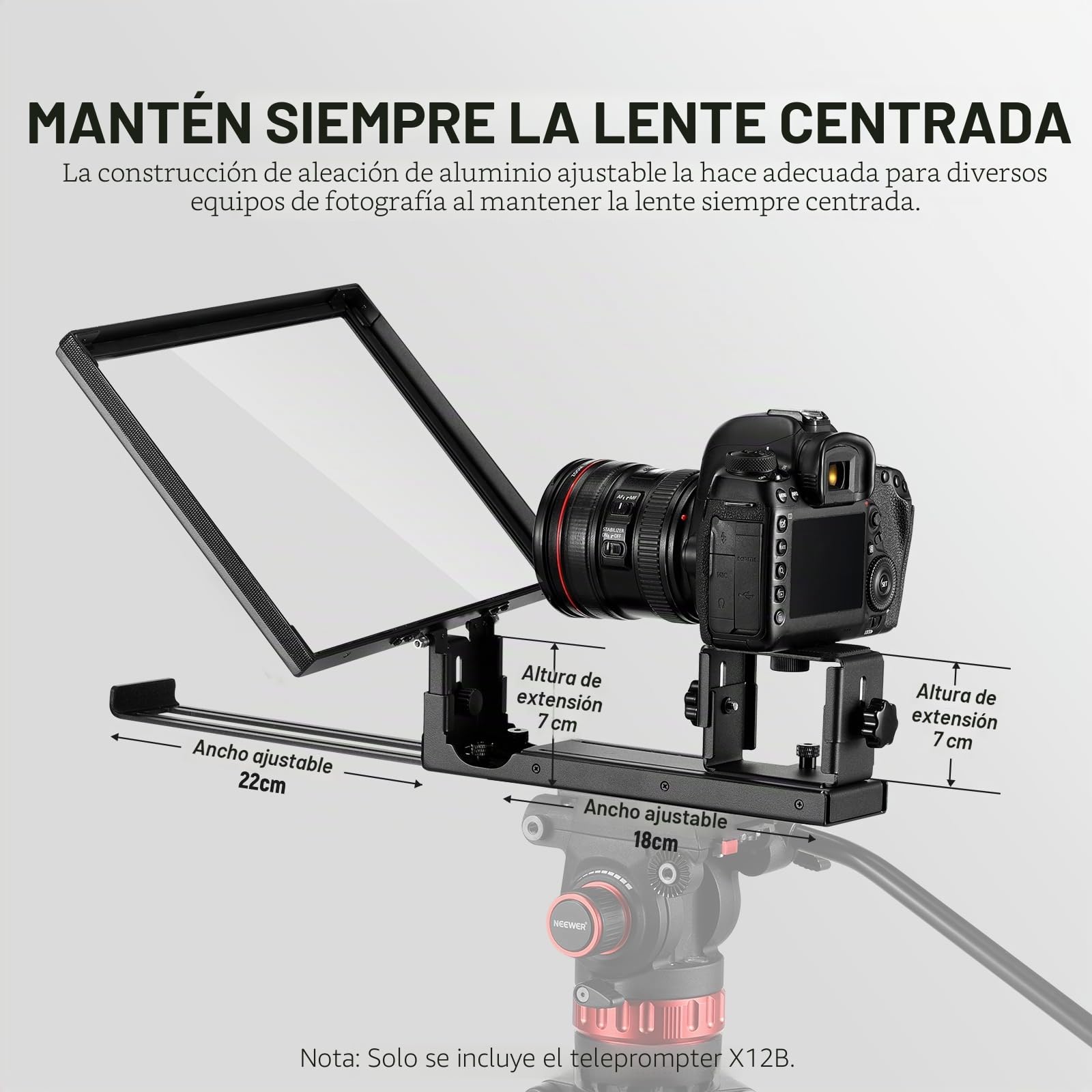 NEEWER Básico X12B Teleprompter Aleación Aluminio Elevable 12" para iPad Tableta Teléfono Cámara DSLR sin Ensamblaje APP Control Remoto Compatible con iOS Android, para Live Streaming Enseñanza Línea