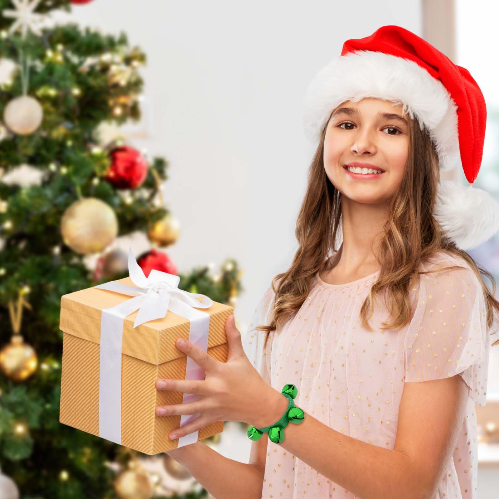 24 Pezzi Braccialetti Regolabili da Polso con Campanelle Jingle Strumenti Musicali a Percussione per Bambini Natale Generatori di Rumore Gadget per Feste (Rosso Verde)