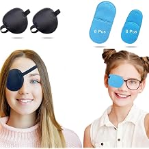 2PCS Eye Patch, Adjustable Eye Patches Black with Blue 12PCS Medical Eye Patch for Glasses, Amblyopia Lazy Eye Patches for Left or Right Eyes