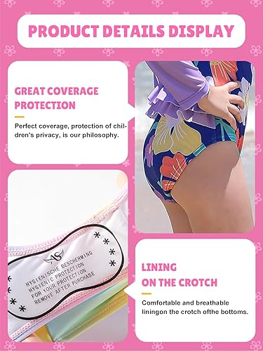 Miniatura 4 de Angel season Trajes de baño de manga larga para niñas, traje de baño de una pieza con protección contra erupciones, UPF50+ para niños pequeños, con