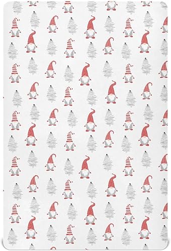 Sábanas de cuna de gnomos de Navidad, sábanas ajustables elásticas para cuna para niños y niñas, sábana unisex acogedora para cuna de bebé, 27 x 39