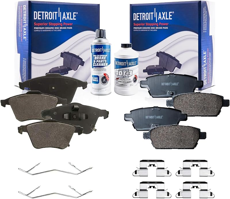 Pastilhas de freio cerâmicas dianteiras e traseiras Detroit Axle para Mazda 6 Turbo 2006-2007 – Kit