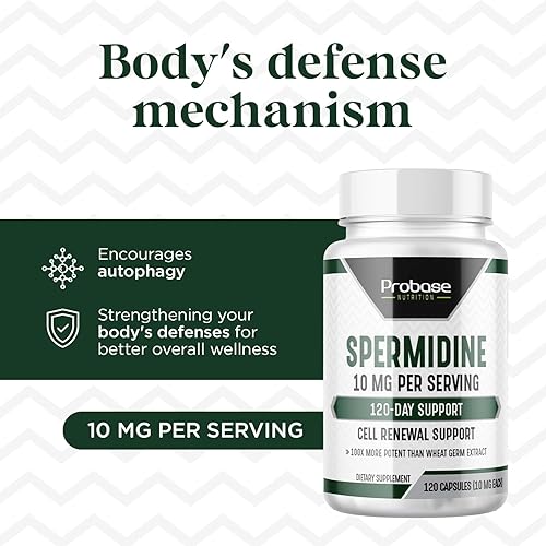 Miniatura 2 de Spermidine (10 mg de 99% de espermidina 3HCL - probado por terceros) 120 cápsulas - 100 veces más potente que el extracto de germen de trigo, salud