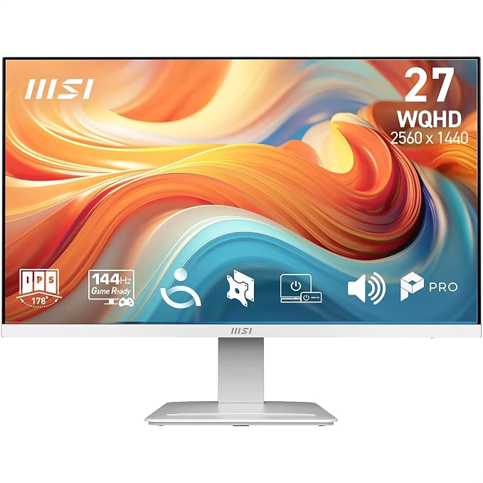 MONITOR GAMING 27 MSI PRO MP273QW E14 144HZ, IPS, Xms, WQHD(2560X1440), (BLANCO)