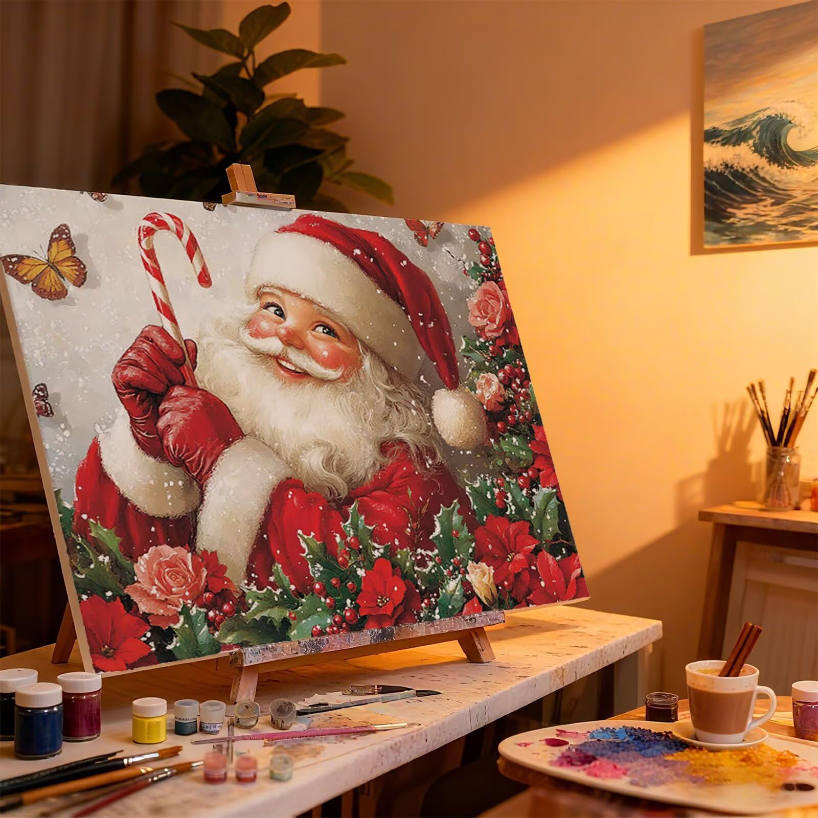 Malowanie według numerów dla dorosłych Boże Narodzenie Malowanie według numerów Motyl Paint by Numbers Adult z pędzlami Malowanie DIY Malowanie z liczbami Rzemiosło Dorosły, Halloween Dekoracje