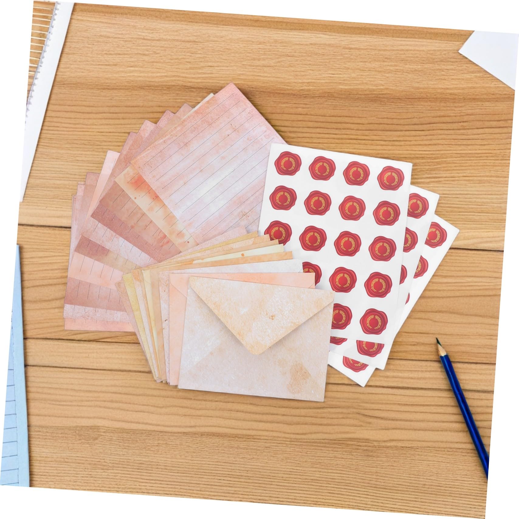100sätze Vintage Briefpapier Set mit Grußkartenumschlägen Altes Briefpapier und Umschläge im Vintage-stil für Handgeschriebene Notizen