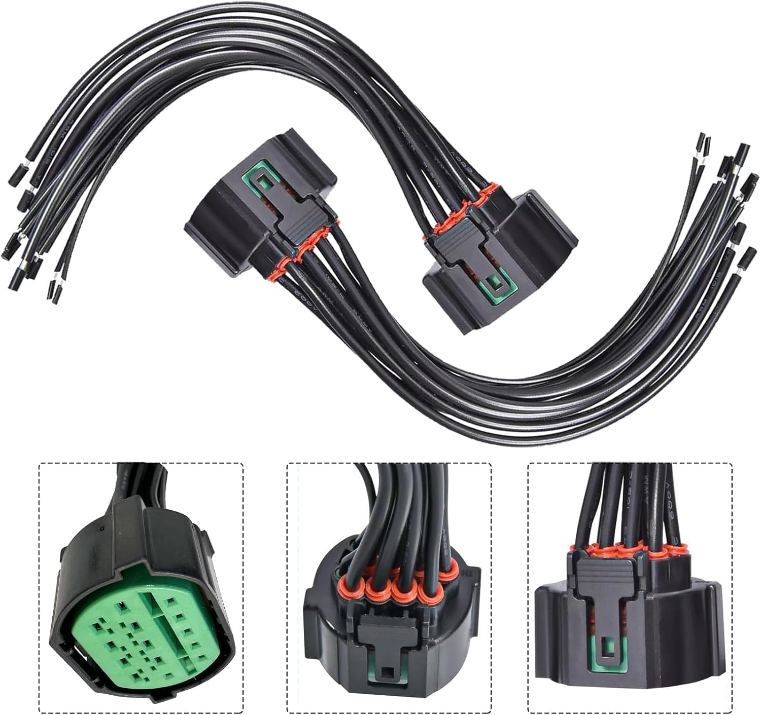 2 Pcs 14 Pin Headlight Connector Wiring Harness Pigtail Plug for 2018-2021 Kia Optima Forte Sorento Sportage Rio Hyundai Elantra Sonata Veloster Tucson Palisade Replaced OE# 114-10653 GL301-14021