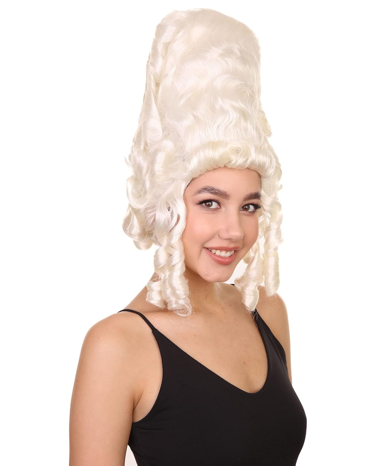 Adult Women's 18th Century White Historical Colonial Wig, Best for Halloween, Flame-retardant Synthetic Fiber