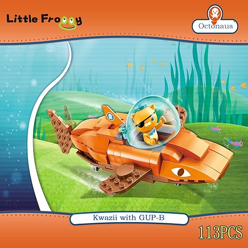 Miniatura 2 de LITTLE FROGGY Toys Octonaus - Juego de bloques de construcción Kwazii con GUP-B Ocean Adventure para niños, vehículo creativo y figura para niños y