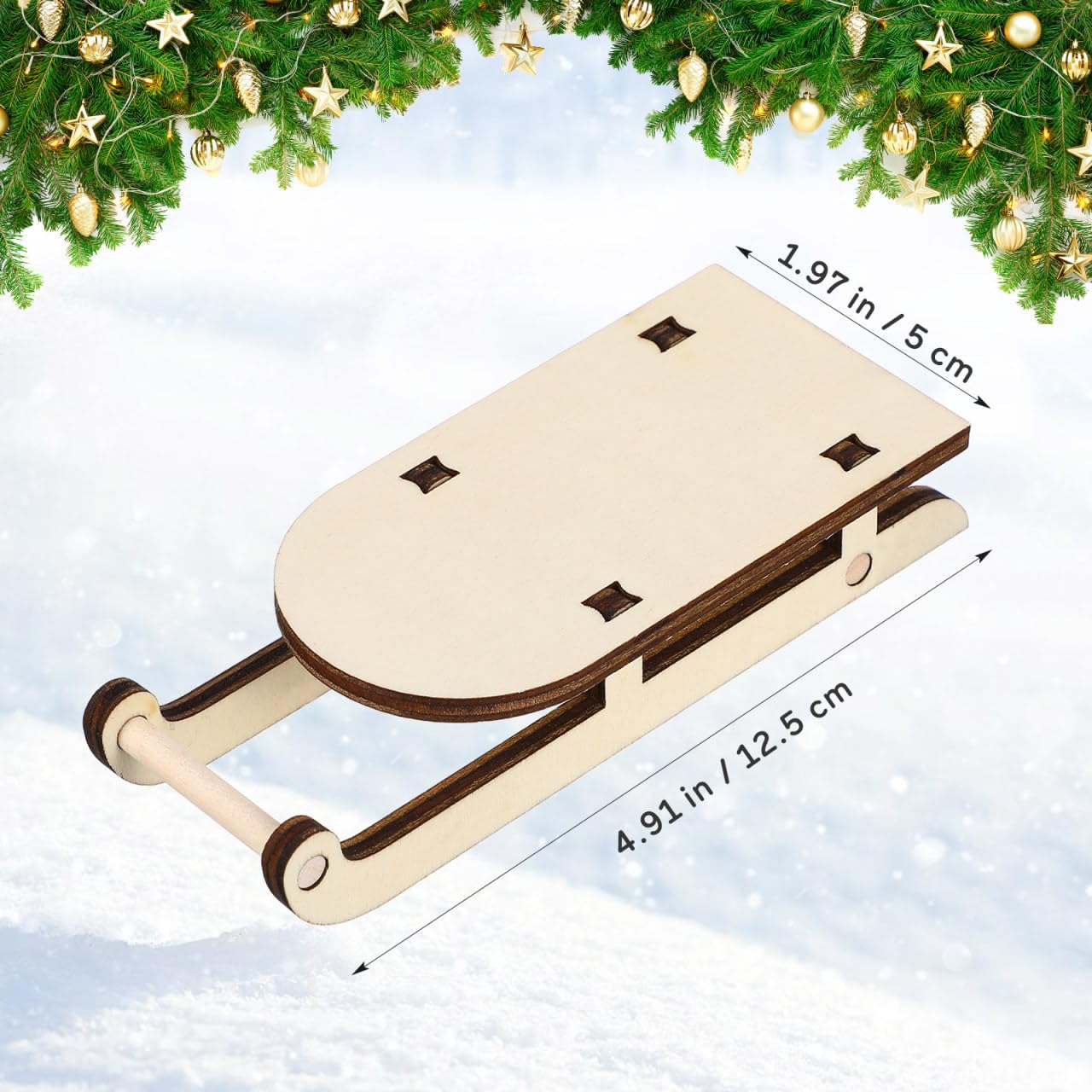 Trineo en miniatura 18 piezas de trineo de Navidad en miniatura de madera modelo mini trineo ornamento DIY manualidades mesa trineo madera trineo árbol de Navidad decoración colgante Navidad mini