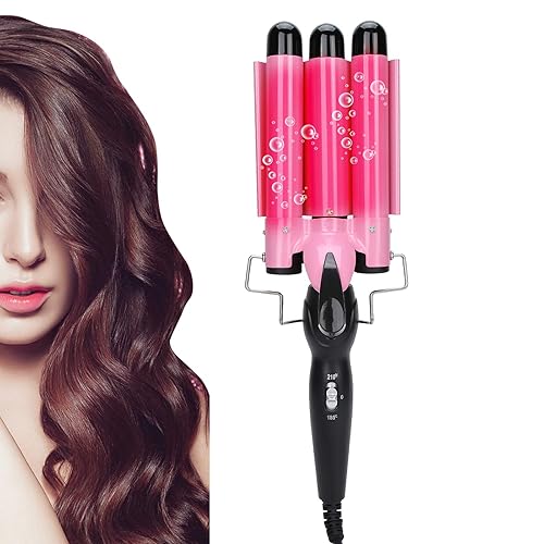 Varita rizadora de pelo, rizador de pelo, rizador de pelo de triple tubo, varita de rizador de cabello de 2 temperaturas, turmalina, herramienta