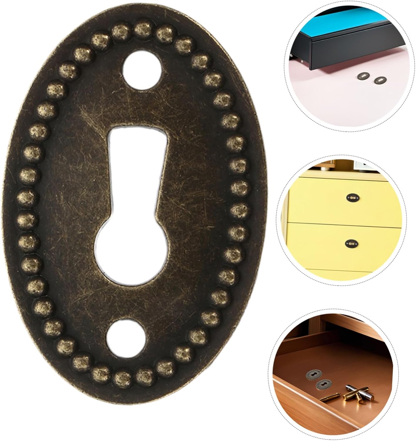 25pcs Antique Oval Keyhole Cover Plates for Dresser Drawer
