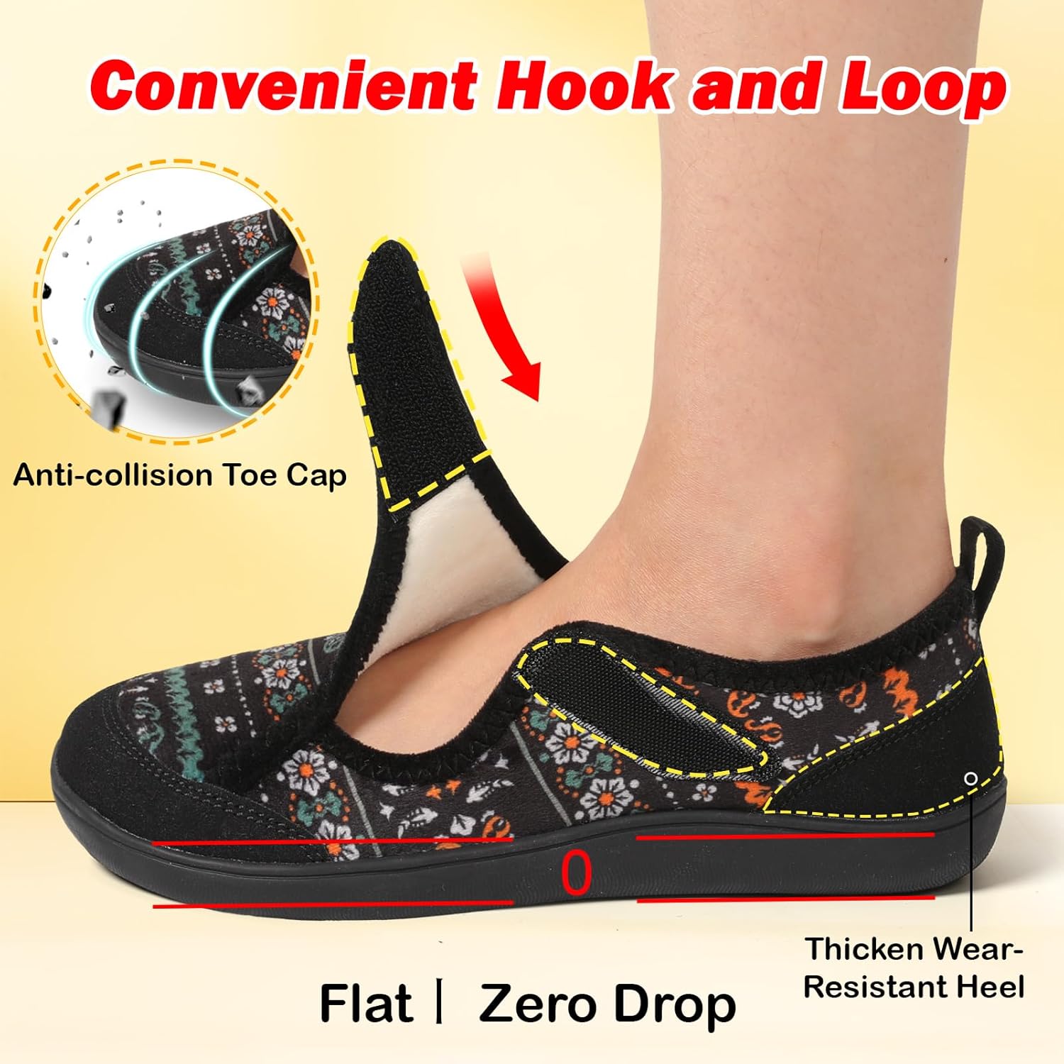 L-RUN Womens Slippers Wide Toe Box Barefoot Diabetic Shoes Women Ladies Winter House Shoes for Indoor and Outdoor - Image 4