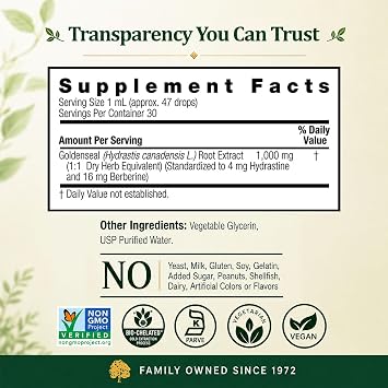 Nature's Answer Goldenseal Root | Herbal Supplement | Supports A Healthy Immune System | Gluten-Free & Alcohol-Free 1oz