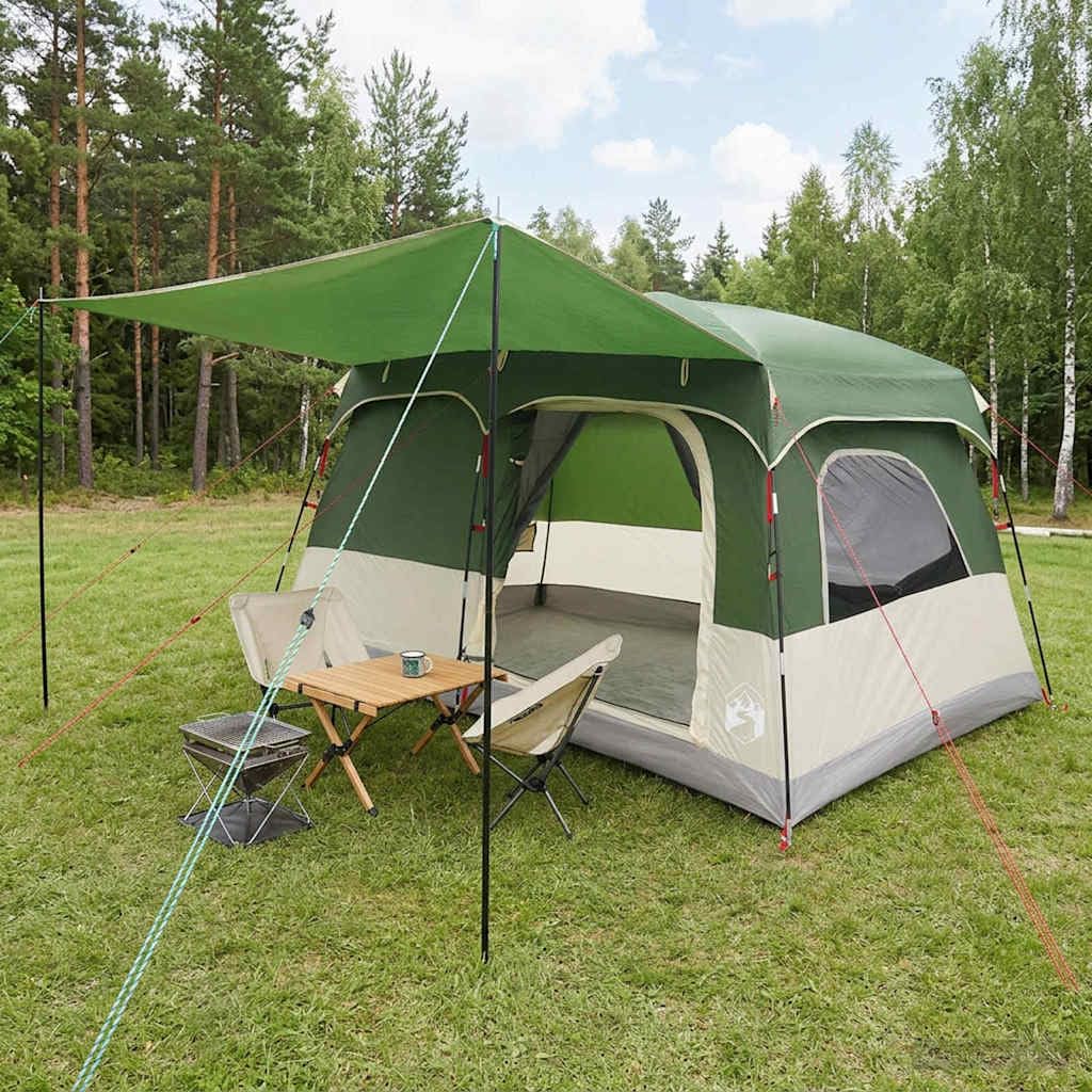 Namiot rodzinny, poliester, zielony, 320 x 210 x 180 cm, z zadaszeniem płóciennym, składany, dla rodziny, z otworem powietrznym, na kemping, plażę, festiwal, ochrona przed warunkami
