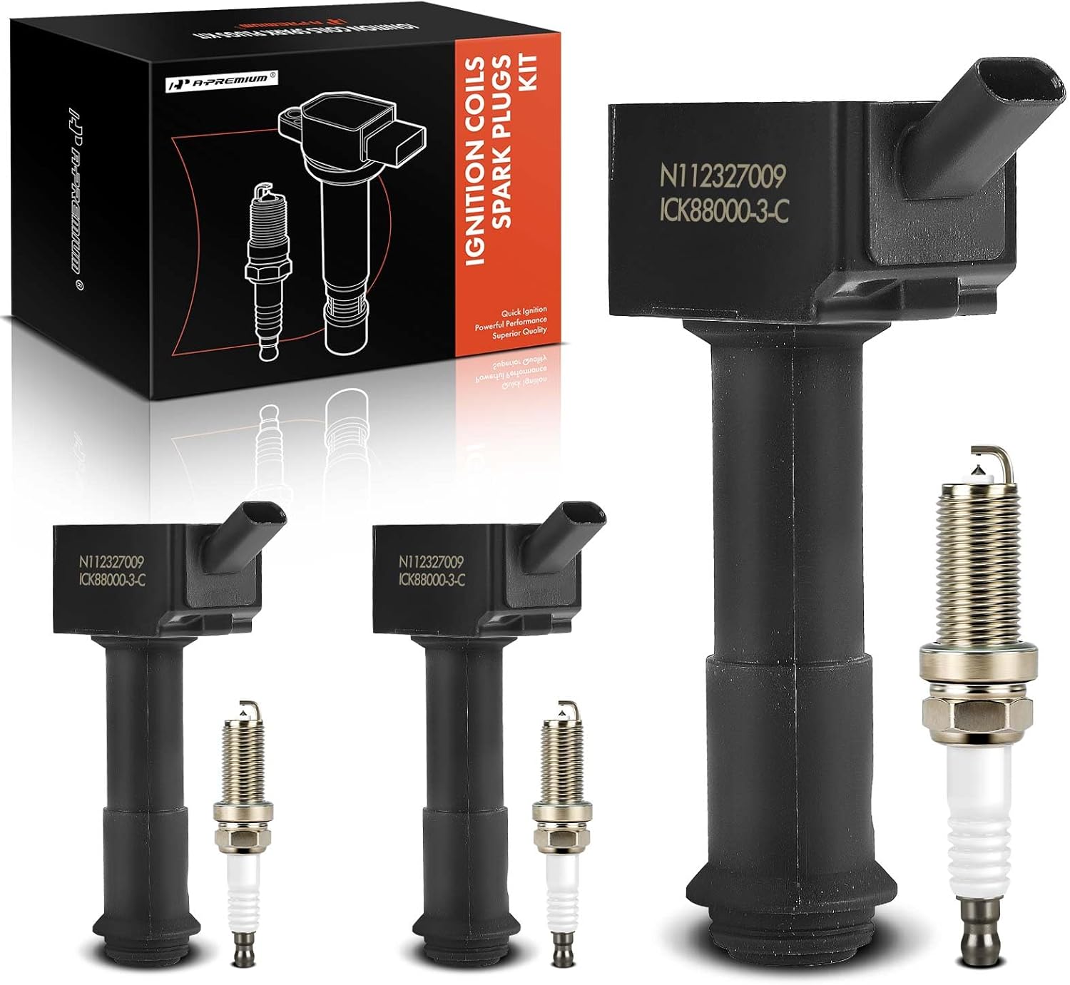 A-Premium Set of 3 Ignition Coil Pack and Iridium Spark Plugs Compatible with Ford Escape 2020-2021, Bronco Sport 2021/2023, 1.5L