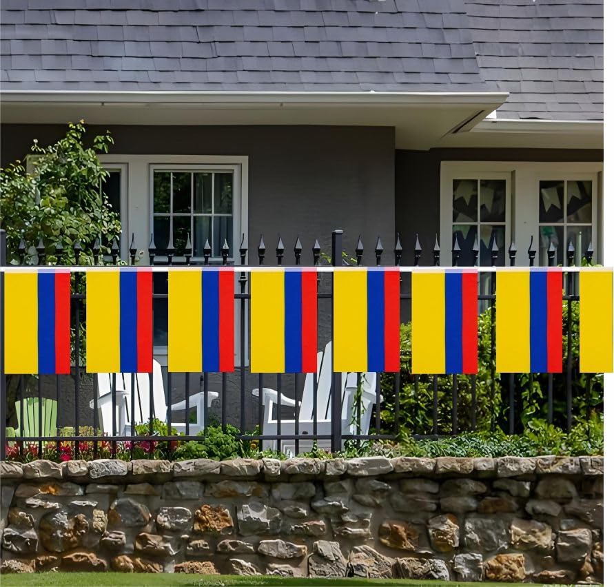 Miniatura 4 de Paquete de 2 banderines de bandera de Colombia, mini banderines colombianos para decoración de interiores y exteriores (60 pies de largo y 60