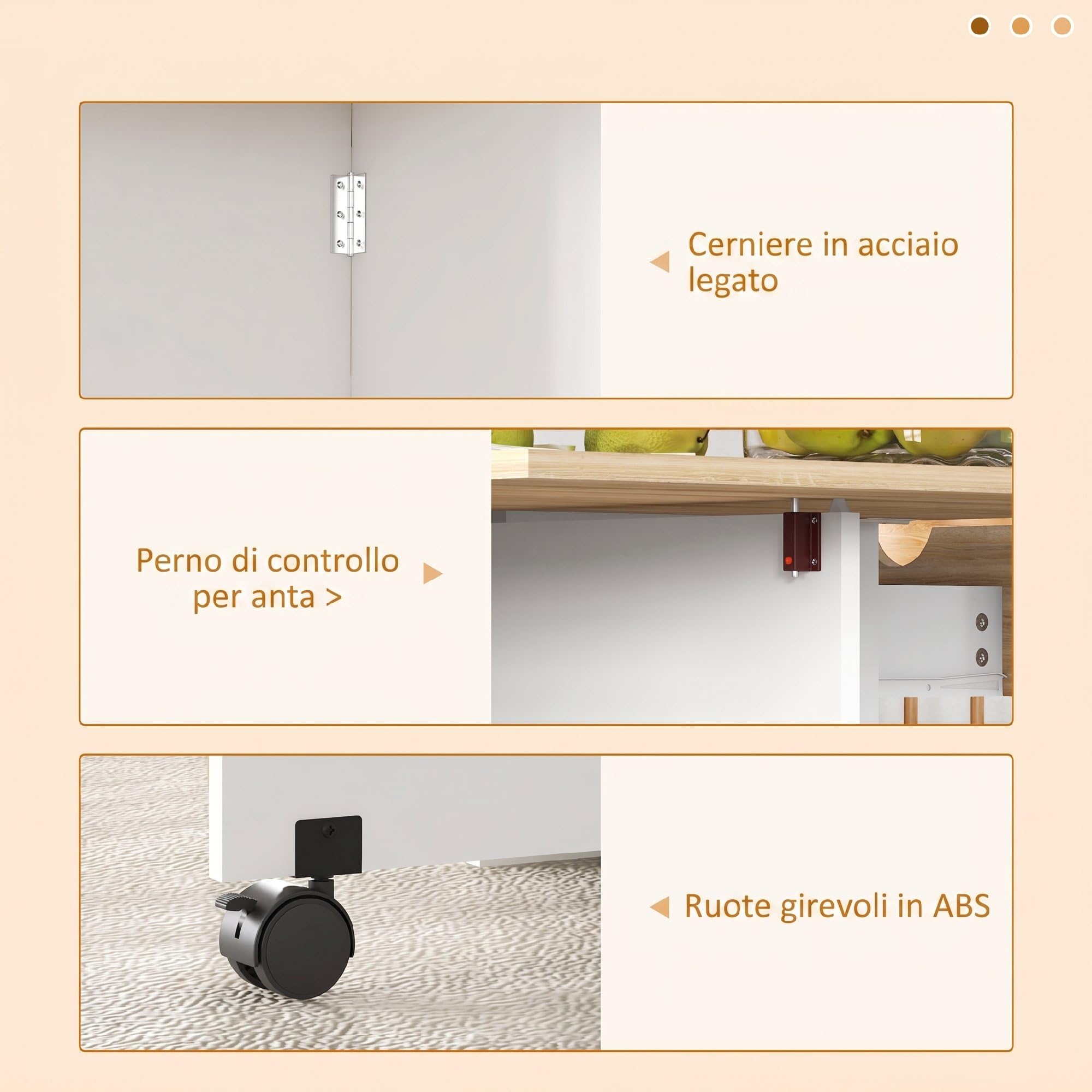 HOMCOM Tavolo da Pranzo Pieghevole, Tavolo Cucina a Ribalta con Ruote per 2-4 Persone, Scrivania Richiudibile con Cassetto e Ripiani, per Soggiorno, 120x72x75 cm, Bianco e Rovere